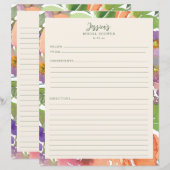 Minimalist Watercolor Floral Bridal Shower Recipes (正面/裏面)