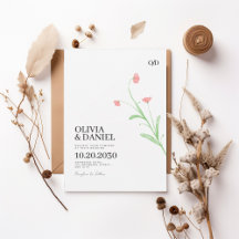 Minimalist Watercolor flower Wedding Invitation
