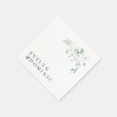 Minimalist Watercolor Greenery Foliage Wedding スタンダードカクテルナプキン (角)