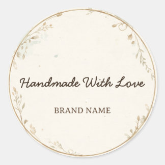 Minimalist Watercolor Handmade with Love パッケージ ラウンドシール