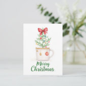 Minimalist Watercolor Mug Christmas シーズンポストカード (スタンド正面)