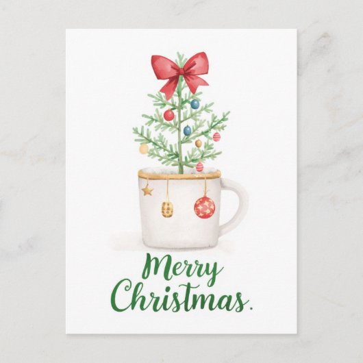Minimalist Watercolor Mug Christmas シーズンポストカード (正面)