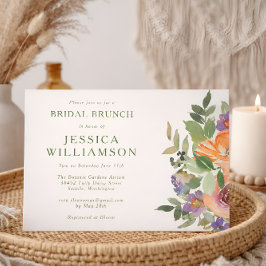 Minimalist Watercolor Orange Floral Bridal Brunch 招待状