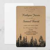 Minimalist Watercolor Pine Tree Mountain 招待状 (正面/裏面)