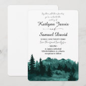 Minimalist Watercolor Pine Tree Mountain 招待状 (正面/裏面)