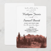 Minimalist Watercolor Pine Tree Mountain 招待状 (正面/裏面)