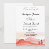 Minimalist Watercolor Pine Tree Mountain 招待状 (正面/裏面)