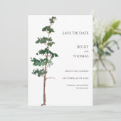 Minimalist Watercolor Spruce Wedding セーブザデート (スタンド正面)