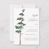 Minimalist Watercolor Spruce Wedding 出欠カード (正面)