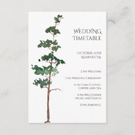 Minimalist Watercolor Spruce Wedding Timetable エンクロージャーカード