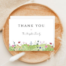 Minimalist Watercolor Wildflower Meadow Thank You カード