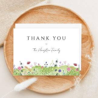 Minimalist Watercolor Wildflower Meadow Thank You カード