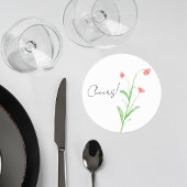 Minimalist Watercolor Wildflower Wedding Coaster ラウンドペーパーコースター