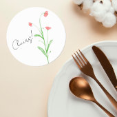 Minimalist Watercolor Wildflower Wedding Coaster ラウンドペーパーコースター