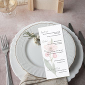 Minimalist Watercolor Wildflower Wedding Menu Card メニュー