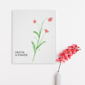 Minimalist Watercolor Wildflower Wedding Poster ポスター