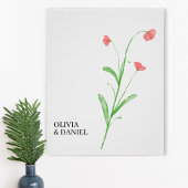 Minimalist Watercolor Wildflower Wedding Poster ポスター