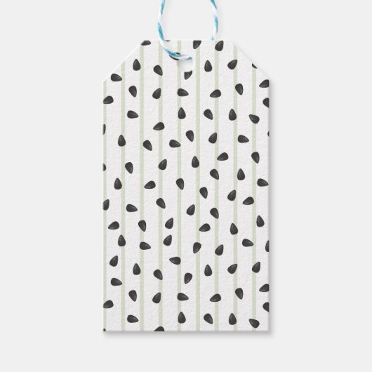 Minimalist Watermelon Seeds and Stripes Summer Wra ギフトタグ (正面)