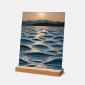 Minimalist Waves at Dawn アクリルサイン (傾斜)