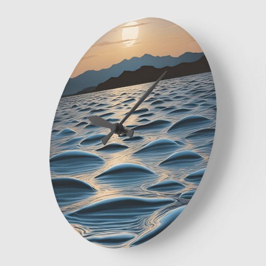 Minimalist Waves at Dawn ラージ壁時計 (傾斜)
