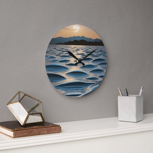 Minimalist Waves at Dawn ラージ壁時計 (オフィス)