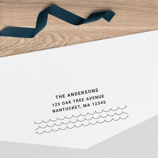 Minimalist Waves Family Name Return Address セルフインキングスタンプ