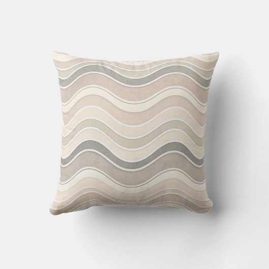 Minimalist Wavy Beige Throw Modern Abstract クッション (裏面)