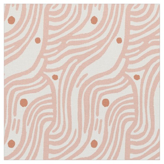 Minimalist Wavy Line Dot Pattern  ファブリック (クローズアップ)