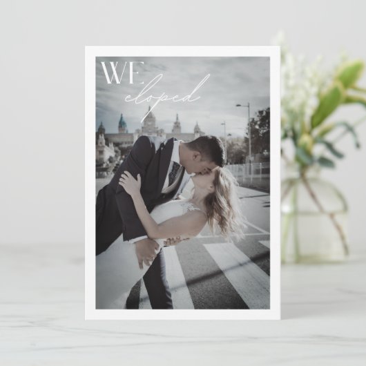 Minimalist We Eloped QR Code Elopement 案内状 (スタンド正面)