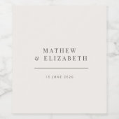 Minimalist Wedding | やわらかなホワイト ワインラベル (シングルラベル)