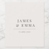 Minimalist Wedding | やわらかなホワイト ワインラベル (シングルラベル)