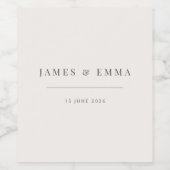 Minimalist Wedding | やわらかなホワイト ワインラベル (シングルラベル)