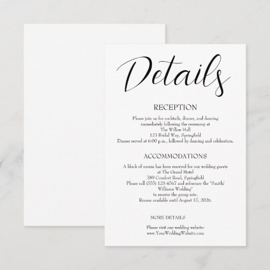 Minimalist Wedding  エンクロージャーカード (正面/裏面)