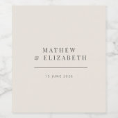 Minimalist Wedding | ソフトベージュ ワインラベル (シングルラベル)