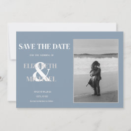 Minimalist Wedding ダスティブルー 写真付き Save The Date セーブザデート