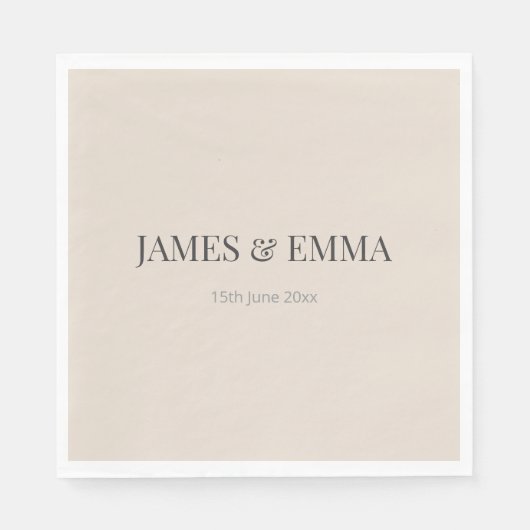 Minimalist Wedding ナプキン | ソフト ラテ スタンダードランチョンナプキン (正面)