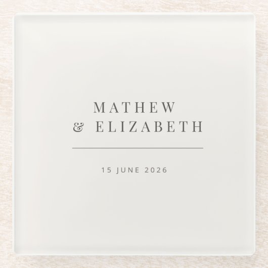 Minimalist Wedding  | 温かい白 ガラスコースター (正面)