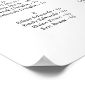 Minimalist Wedding Alphabetical Seating Chart ポスター (角)