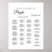 Minimalist Wedding Alphabetical Seating Chart ポスター (正面)
