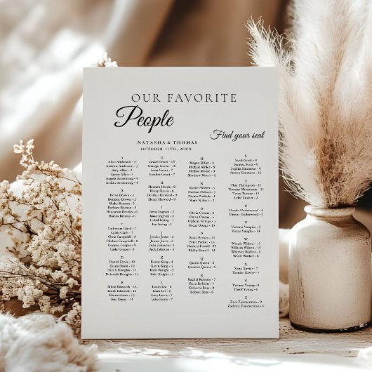 Minimalist Wedding Alphabetical Seating Chart 台座サイン