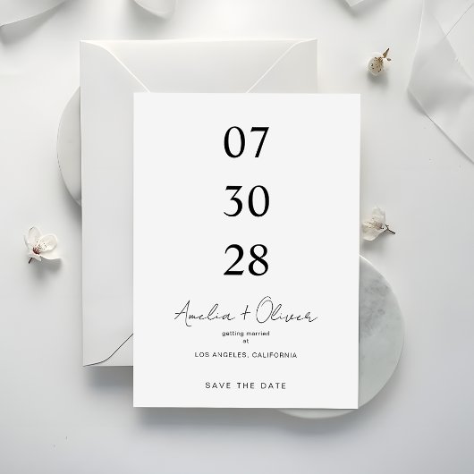 Minimalist Wedding Announcement Script Typography セーブザデート