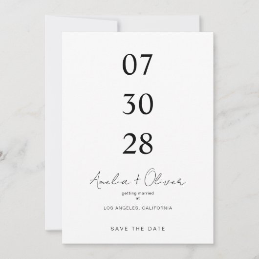 Minimalist Wedding Announcement Script Typography セーブザデート (正面)