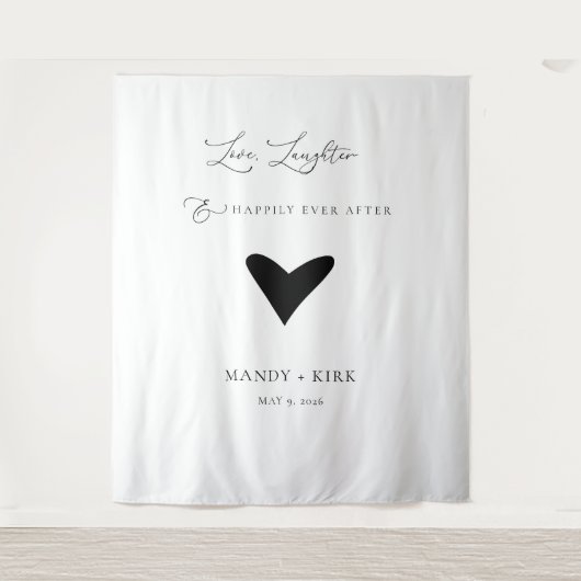 Minimalist Wedding Backdrop Banner Elegant Script  タペストリー (正面)