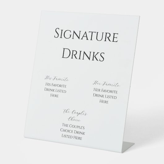 Minimalist Wedding Bar Sign | Custom Modern Black 台座サイン (正面)