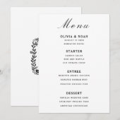 Minimalist Wedding Black & White Menu Card  メニュー (正面/裏面)