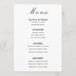 Minimalist Wedding Black & White Menu Card  メニュー