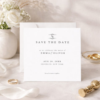 Minimalist Wedding black & white Save the Date  セーブザデート