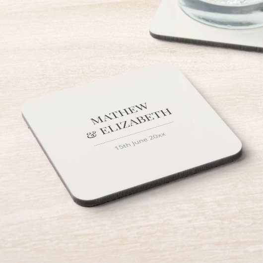 Minimalist Wedding Coaster | Warm Ivory コースター (左側)