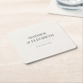 Minimalist Wedding Coaster | Warm Ivory スクエアペーパーコースター (アングル)