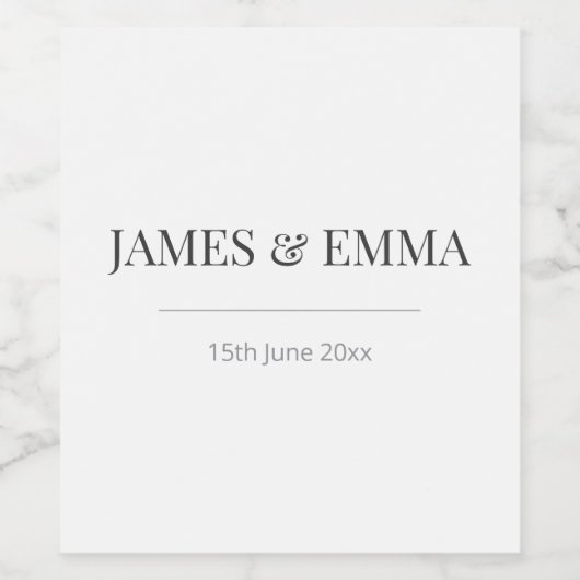 Minimalist Wedding | Custom Names Warm Ivory ワインラベル (シングルラベル)
